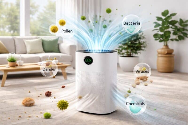 Air Purifier to remover odors, chemicals, bacteria and virues.